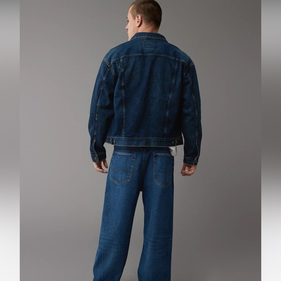 American Eagle AE Men’s XL Denim Trucker Jean Jacket Rancher Jeans Dark Wash NWT - Picture 12 of 13